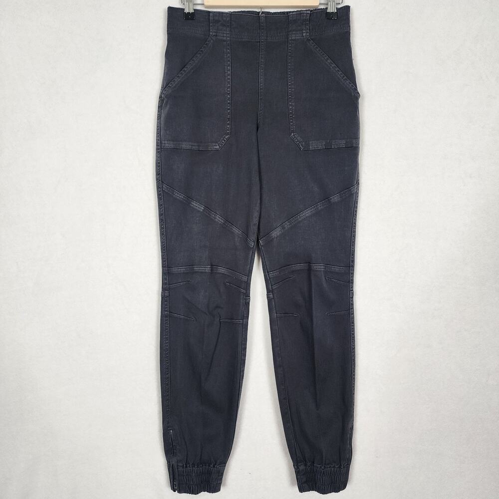 Spanx Pants Twill Cargo Jogger Ankle Zip Pull On Faded Black Utility Size M